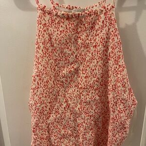 Active USA Red and White Floral Smocked Top